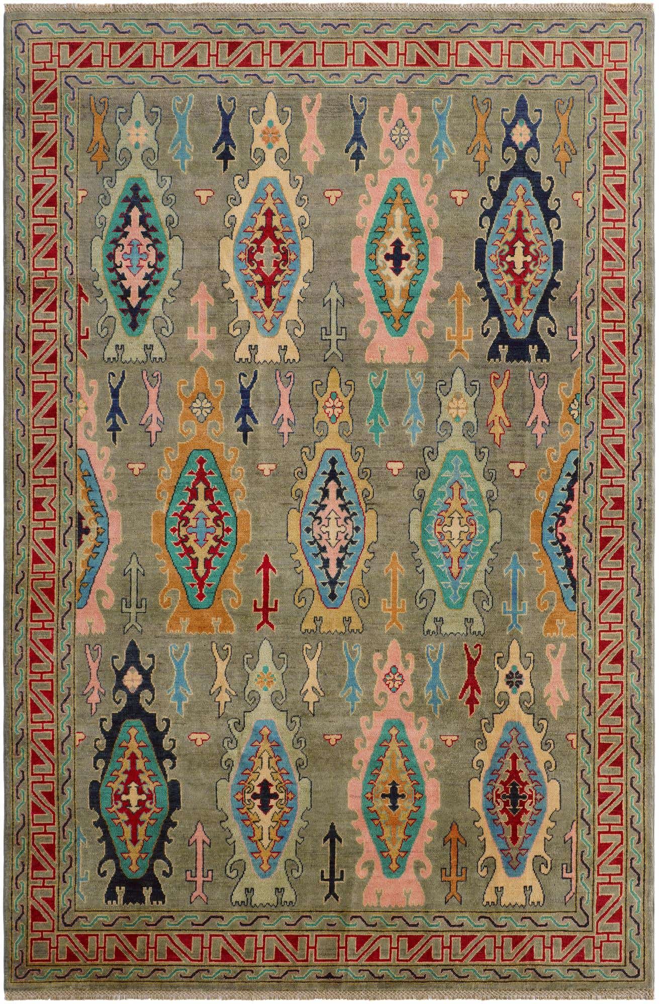 6' 7 x 9' 11 Hand Knotted Kazak Rug