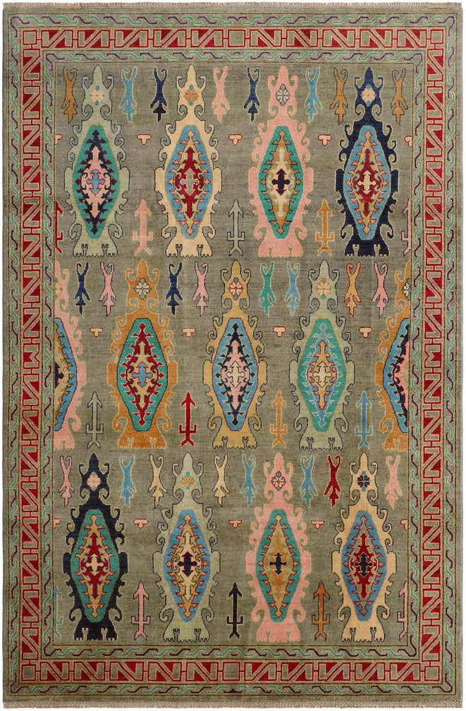 6' 7 x 9' 11 Hand Knotted Kazak Rug