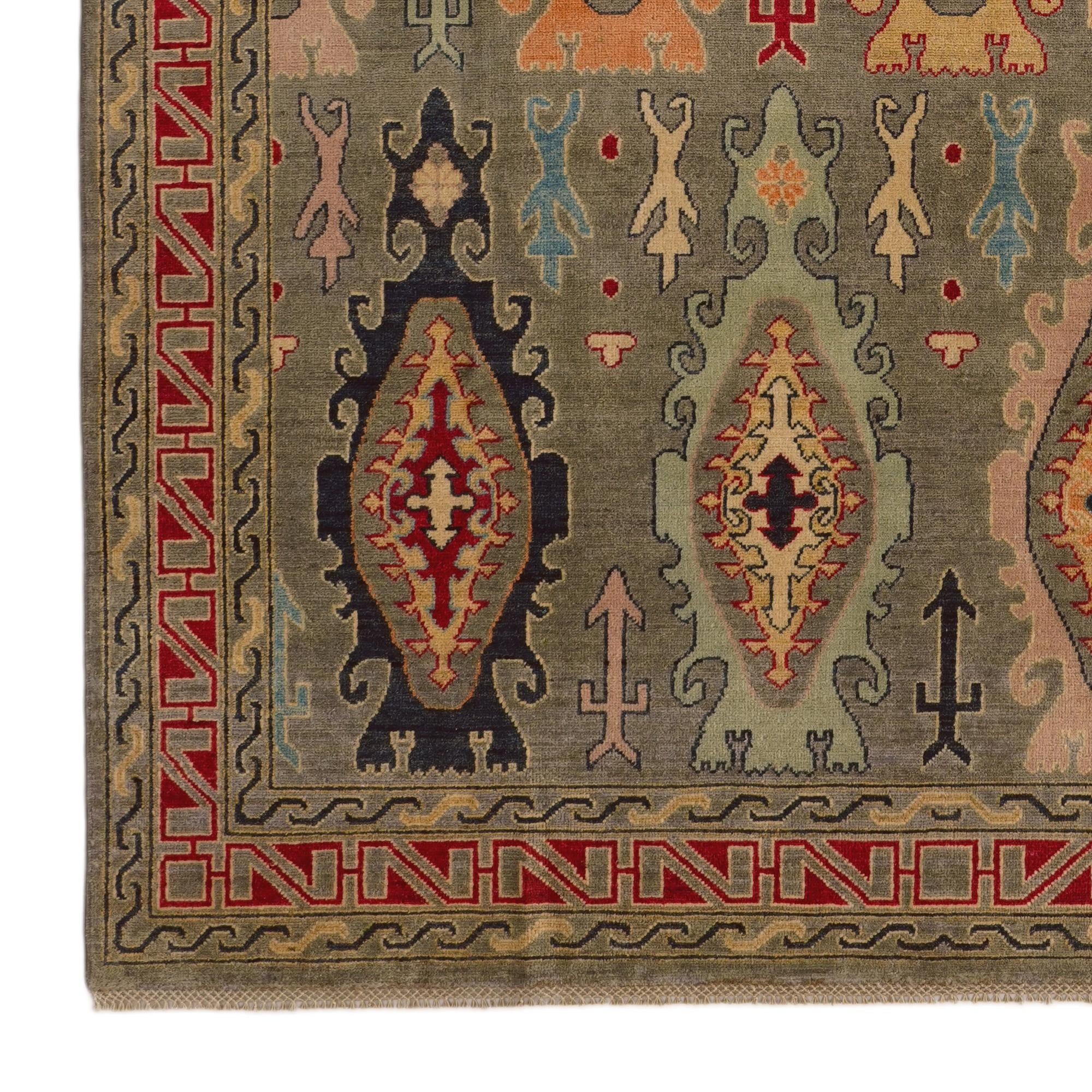 6' 9 x 9' 4 Hand Knotted Kazak Rug