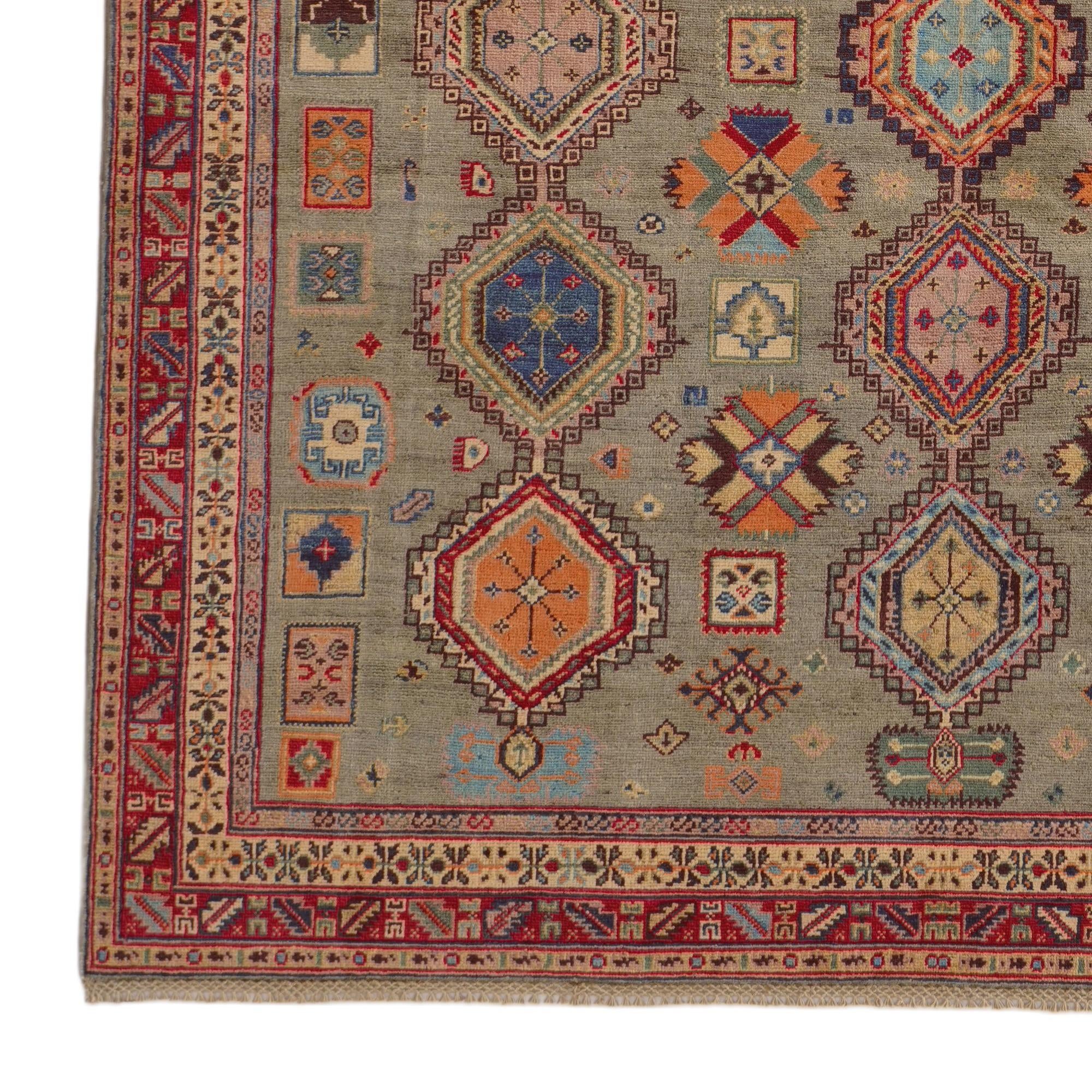6' 5 x 9' 4 Hand Knotted Kazak Rug