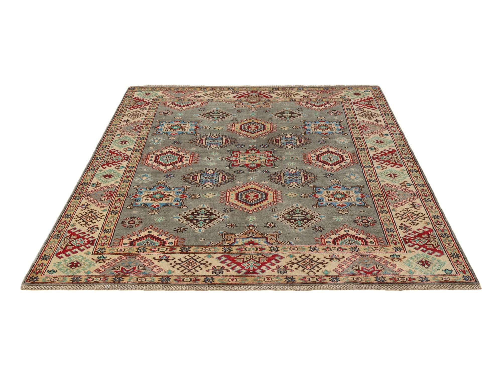 5' 9 x 7' 9 Hand Knotted Kazak Rug