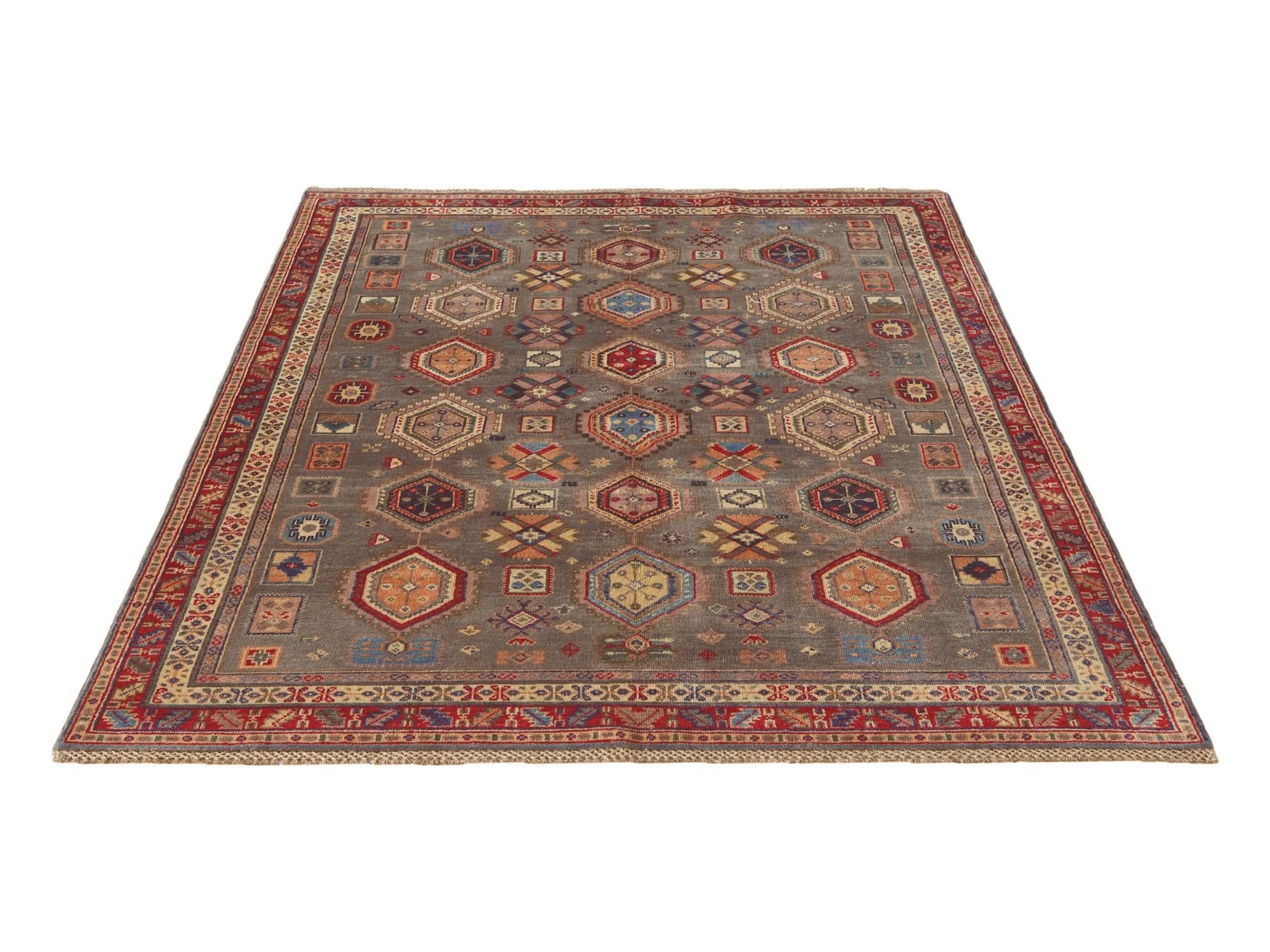 5' 4 x 7' 8 Hand Knotted Kazak Rug