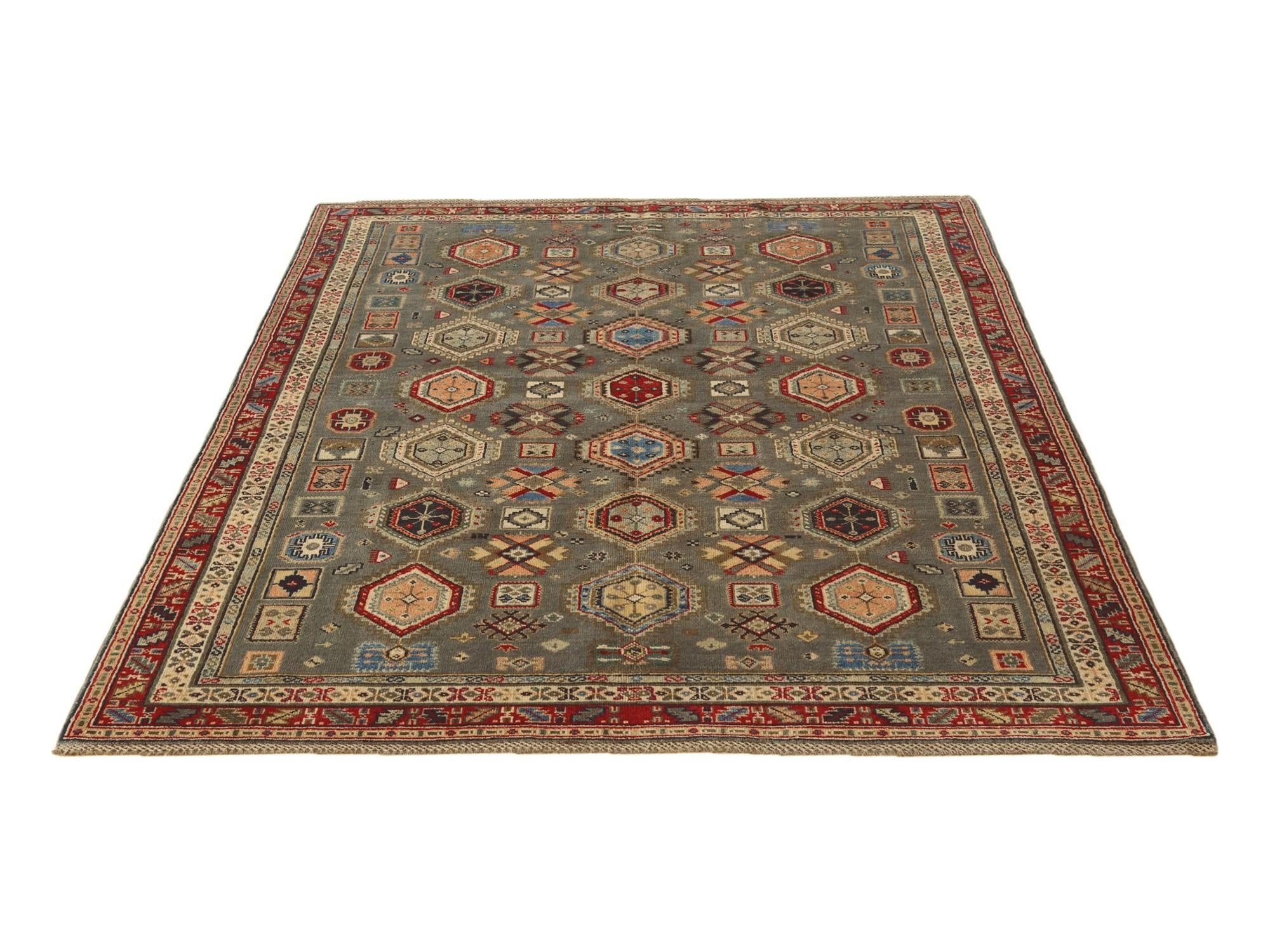5' 7 x 7' 11 Hand Knotted Kazak Rug