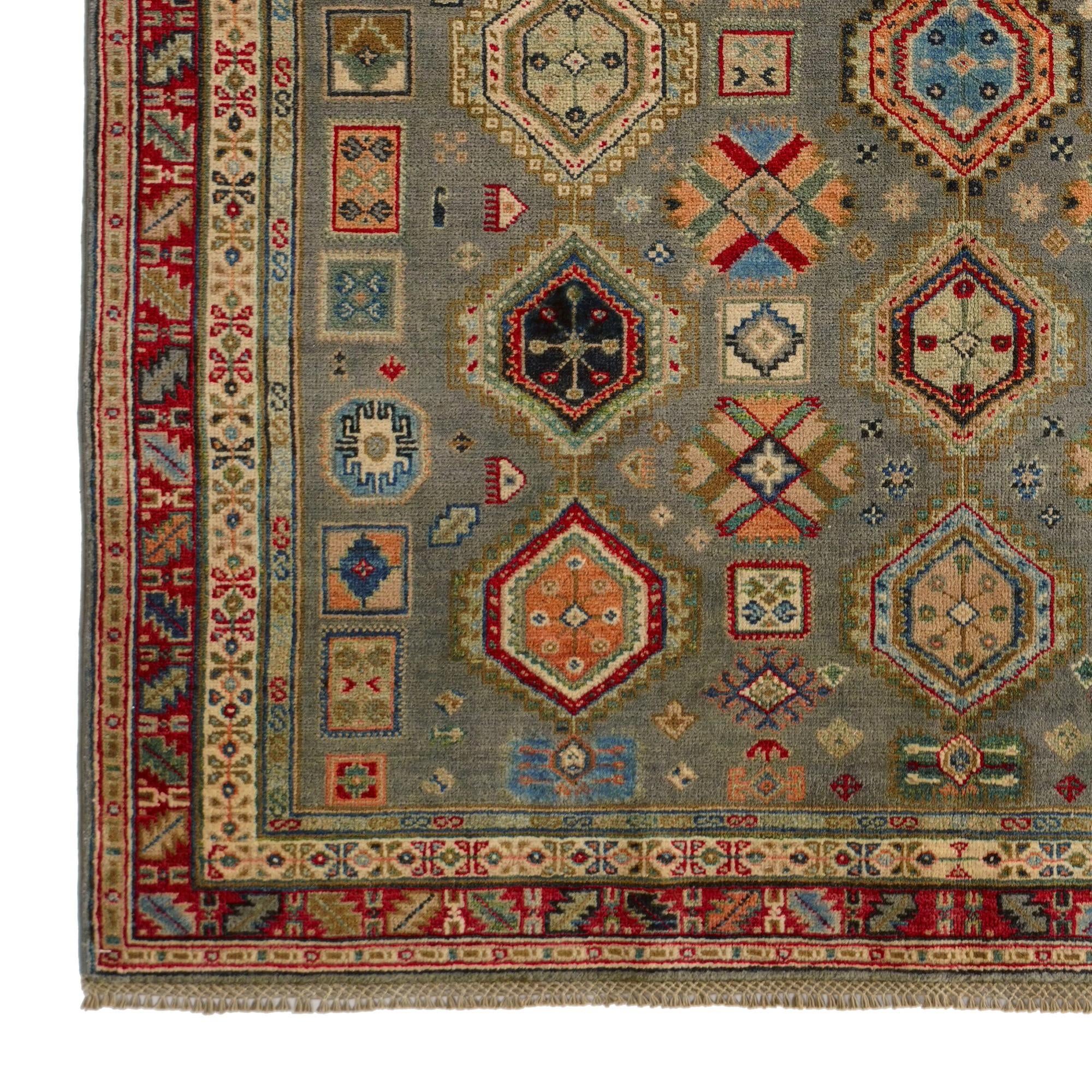 5' 7 x 7' 11 Hand Knotted Kazak Rug