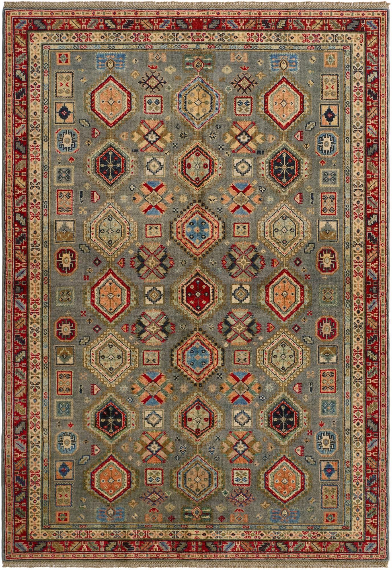5' 7 x 7' 11 Hand Knotted Kazak Rug