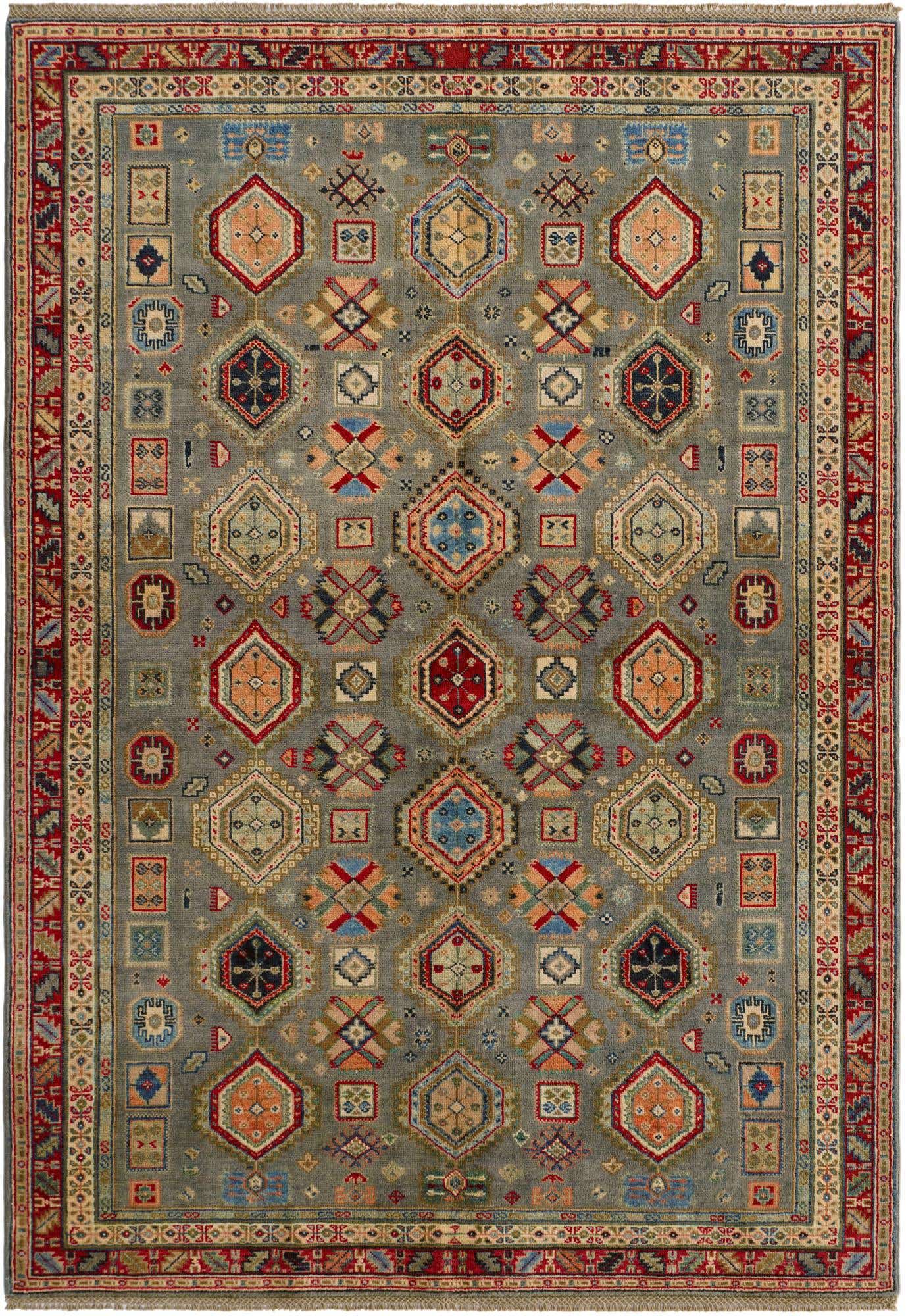 5' 7 x 7' 11 Hand Knotted Kazak Rug