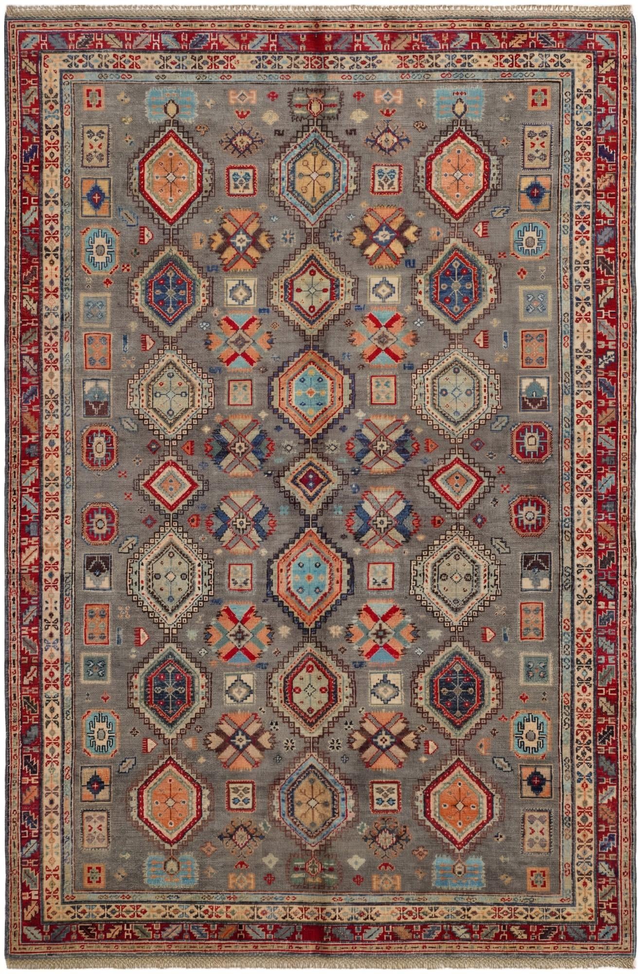 5' 7 x 8' 4 Hand Knotted Kazak Rug