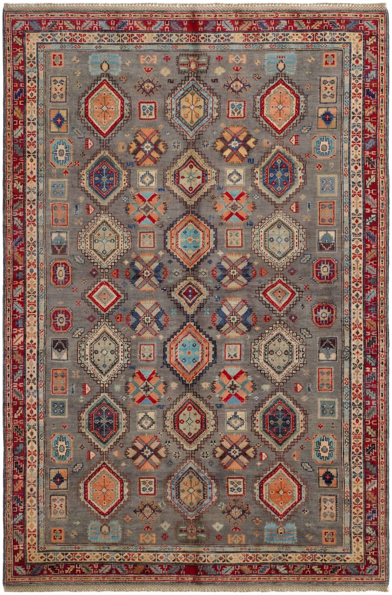 5' 7 x 8' 4 Hand Knotted Kazak Rug