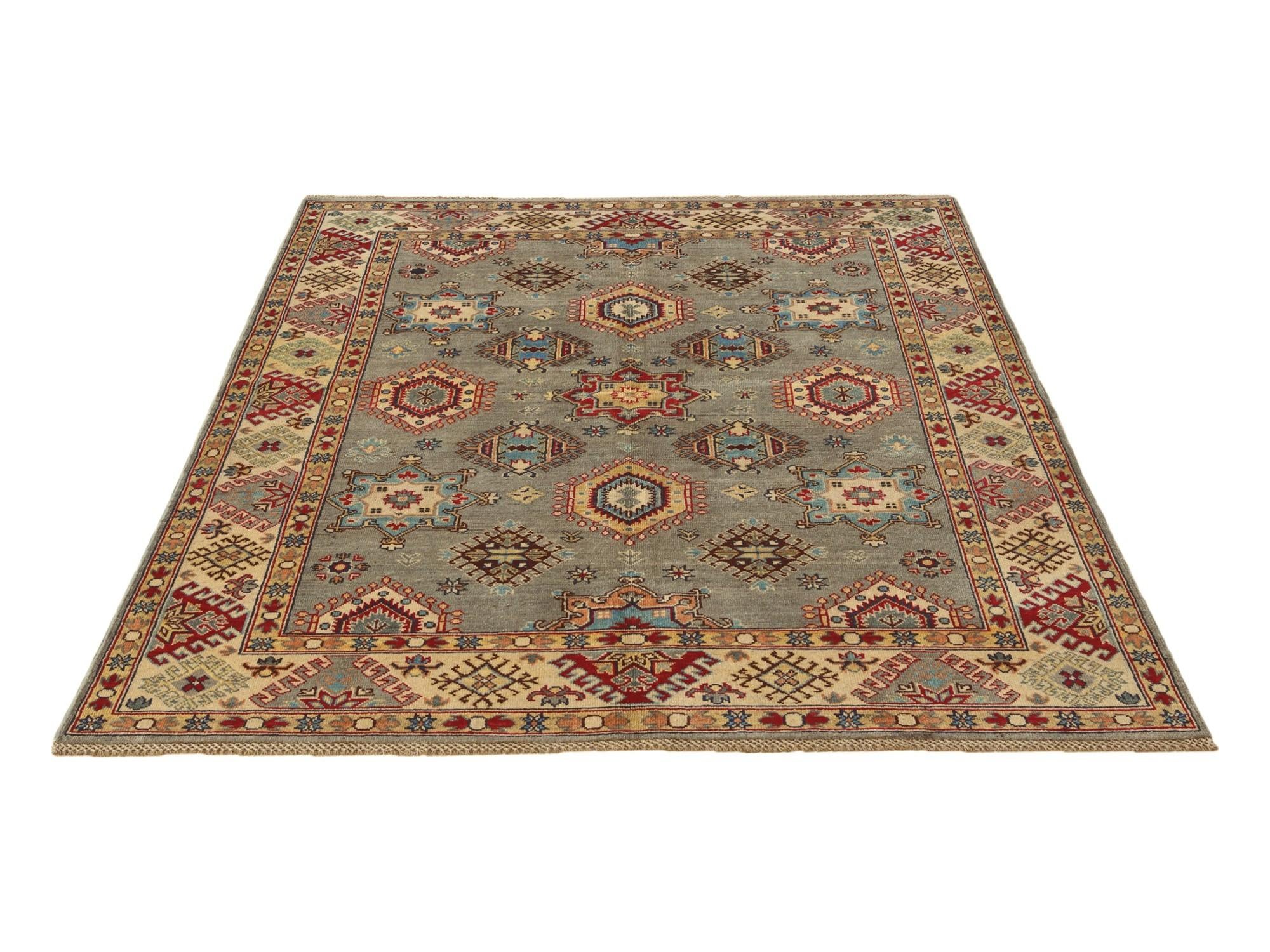 5' 7 x 7' 10 Hand Knotted Kazak Rug
