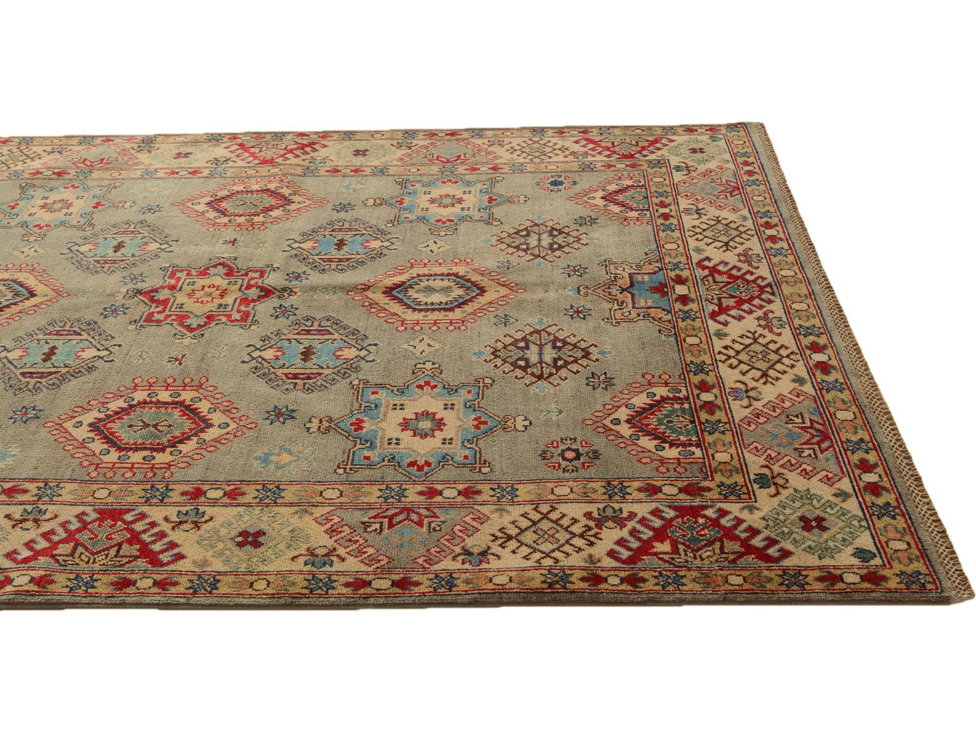 5' 7 x 7' 10 Hand Knotted Kazak Rug