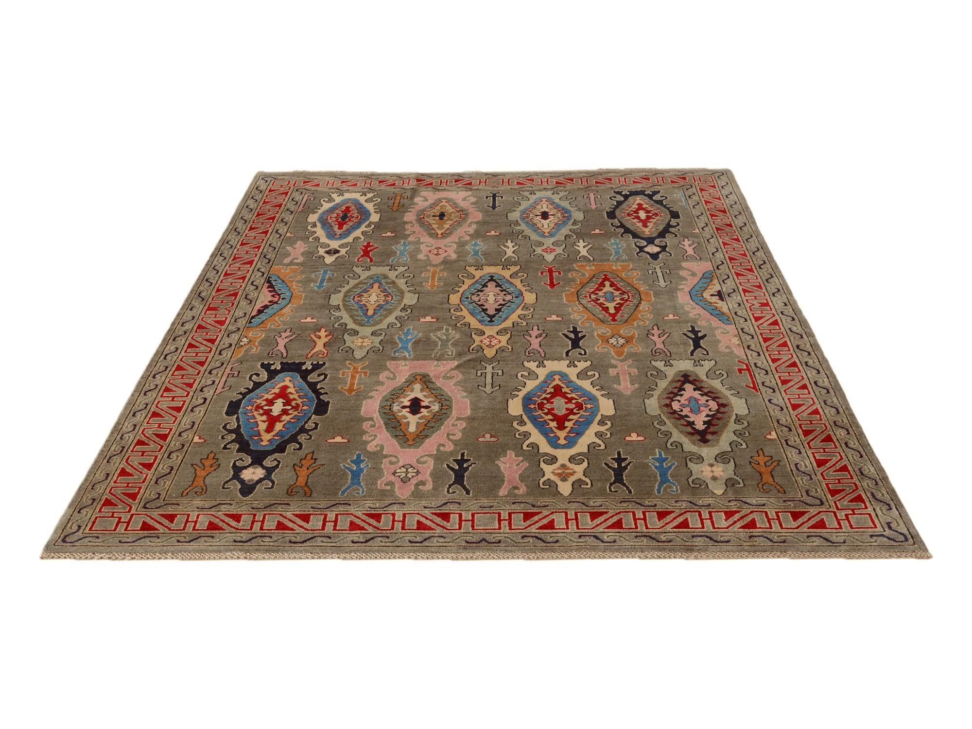 6' 7 x 9' 9 Hand Knotted Kazak Rug