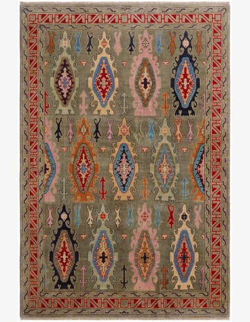 6' 7 x 9' 9 Hand Knotted Kazak Rug