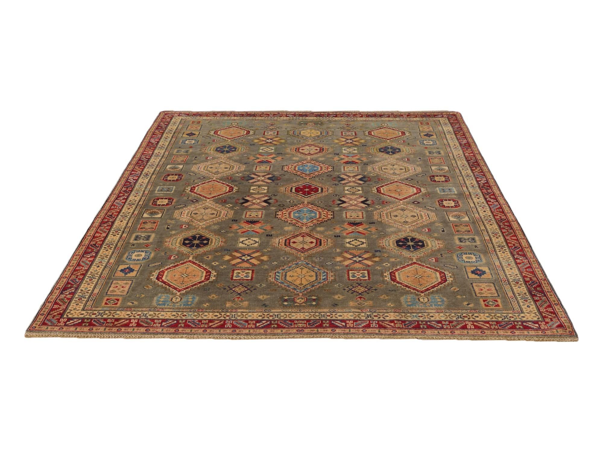 6' 8 x 9' 7 Hand Knotted Kazak Rug