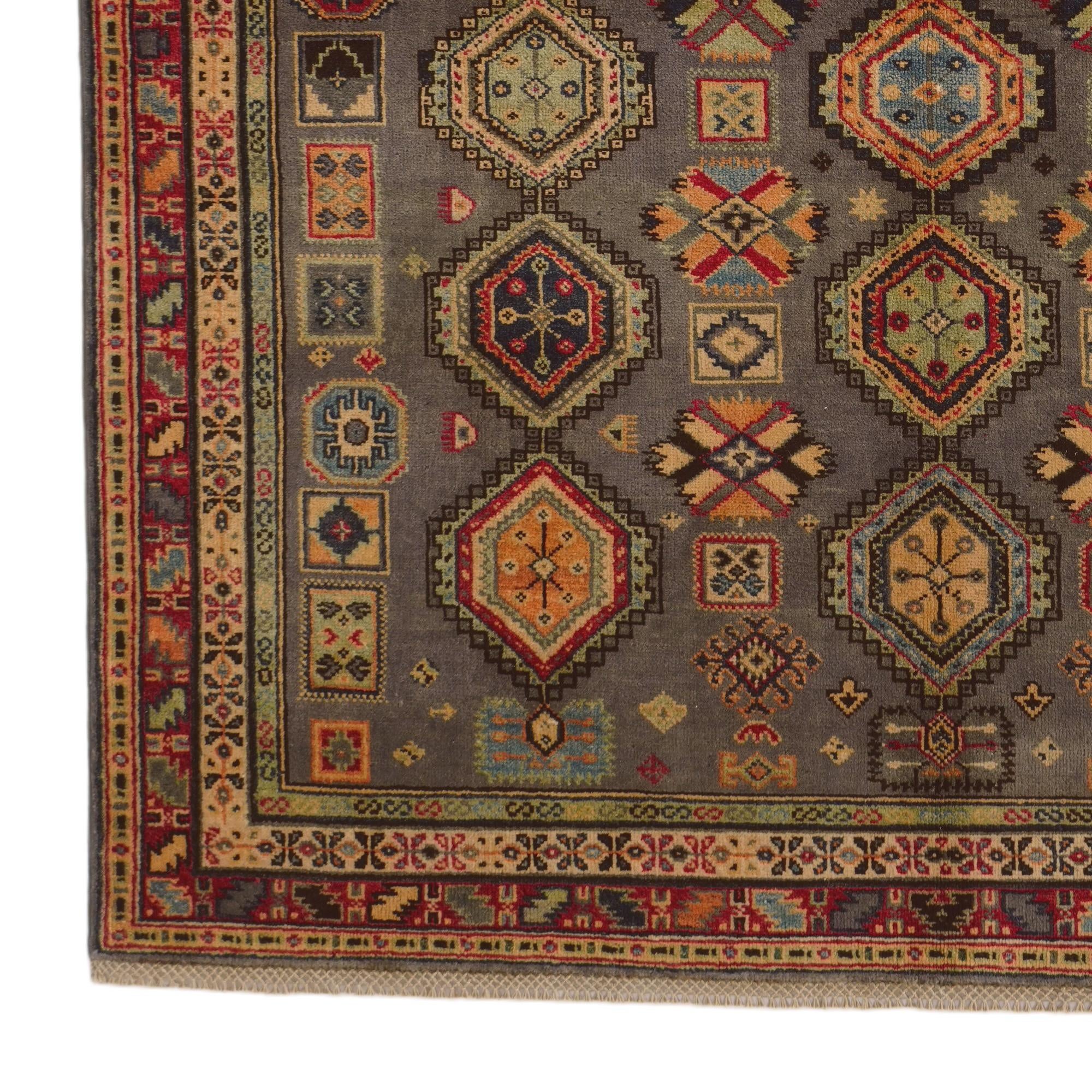 5' 8 x 8' Hand Knotted Kazak Rug