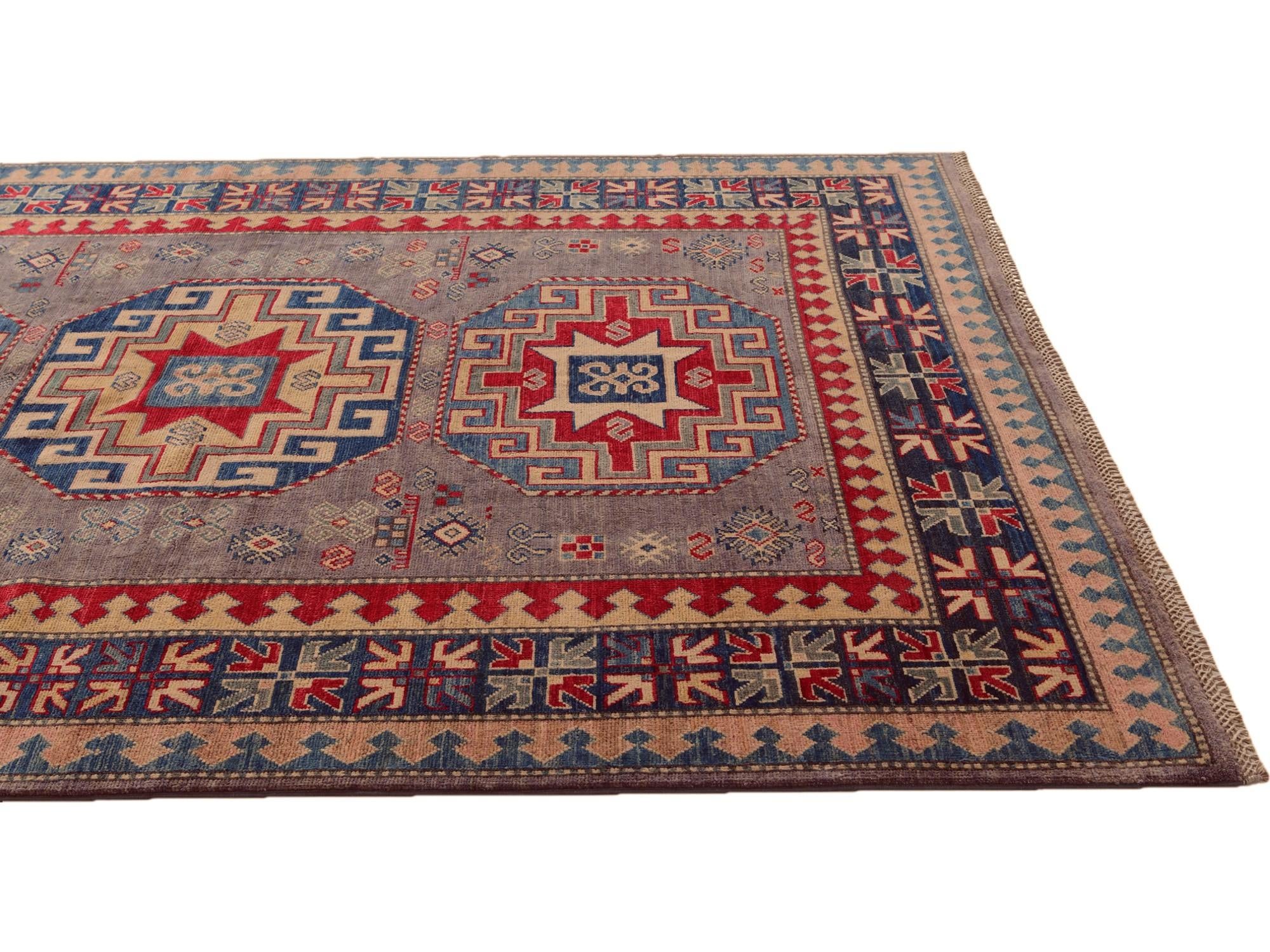 5' 7 x 7' 7 Hand Knotted Kazak Rug