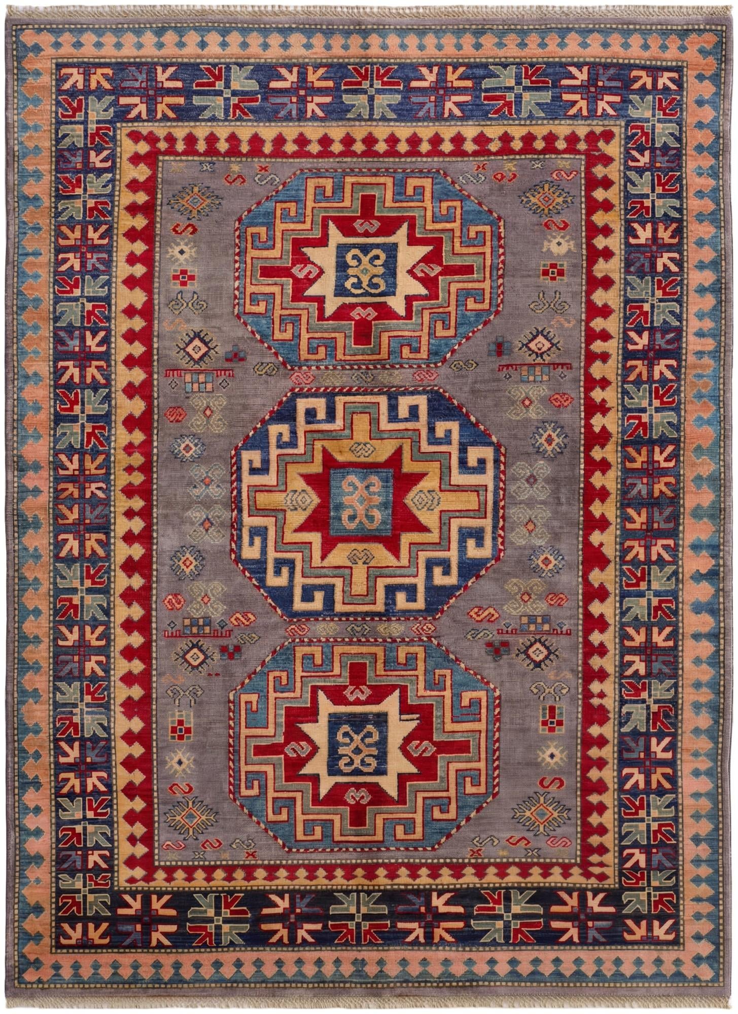 5' 7 x 7' 7 Hand Knotted Kazak Rug