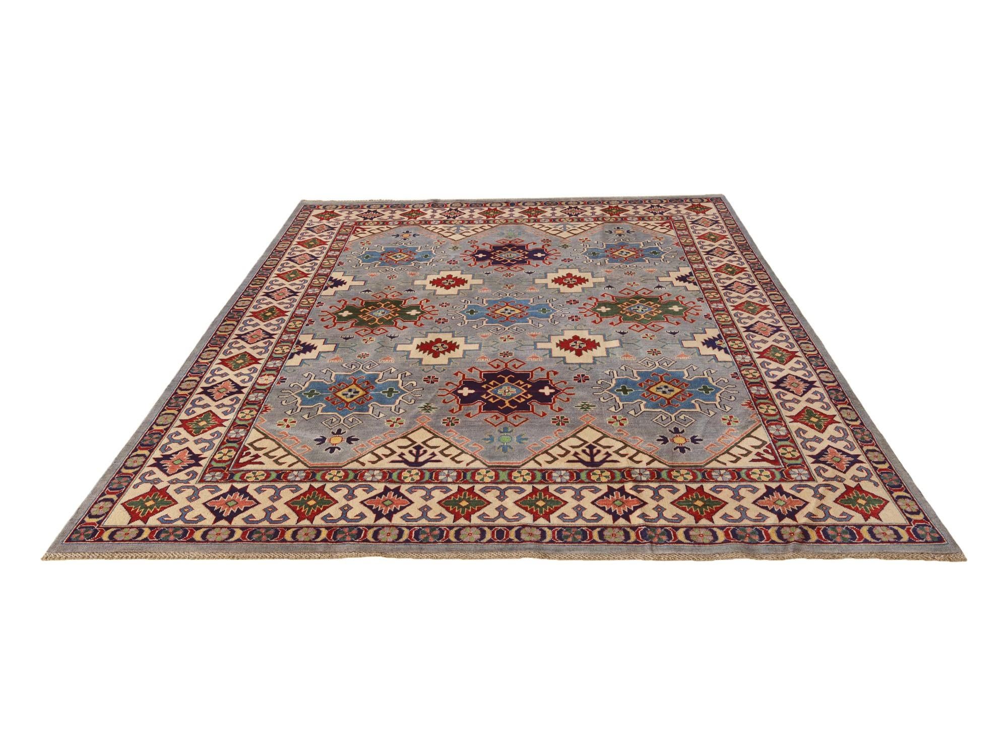 8' x 10' 6 Hand Knotted Kazak Rug
