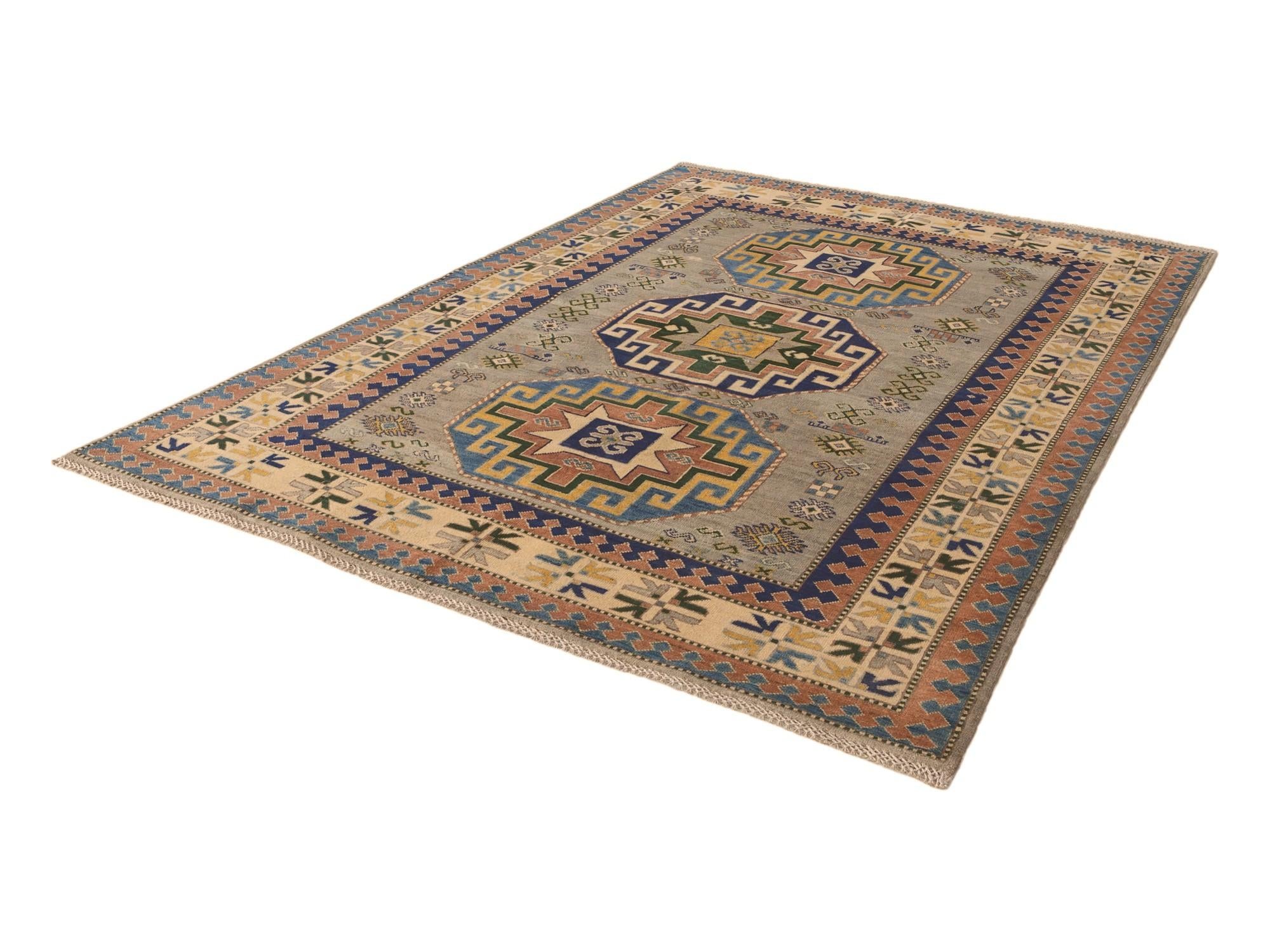 5' 9 x 8' 1 Hand Knotted Kazak Rug