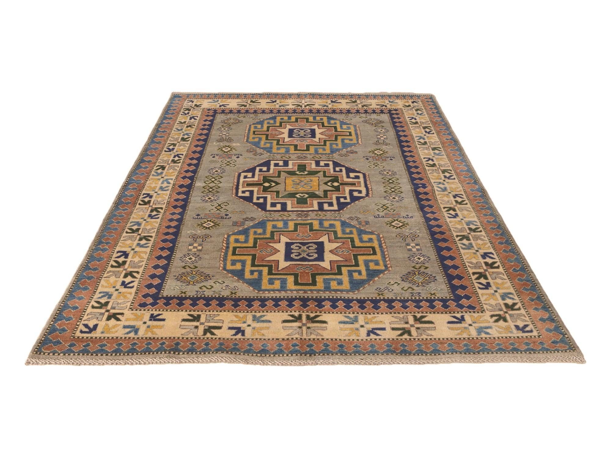 5' 9 x 8' 1 Hand Knotted Kazak Rug