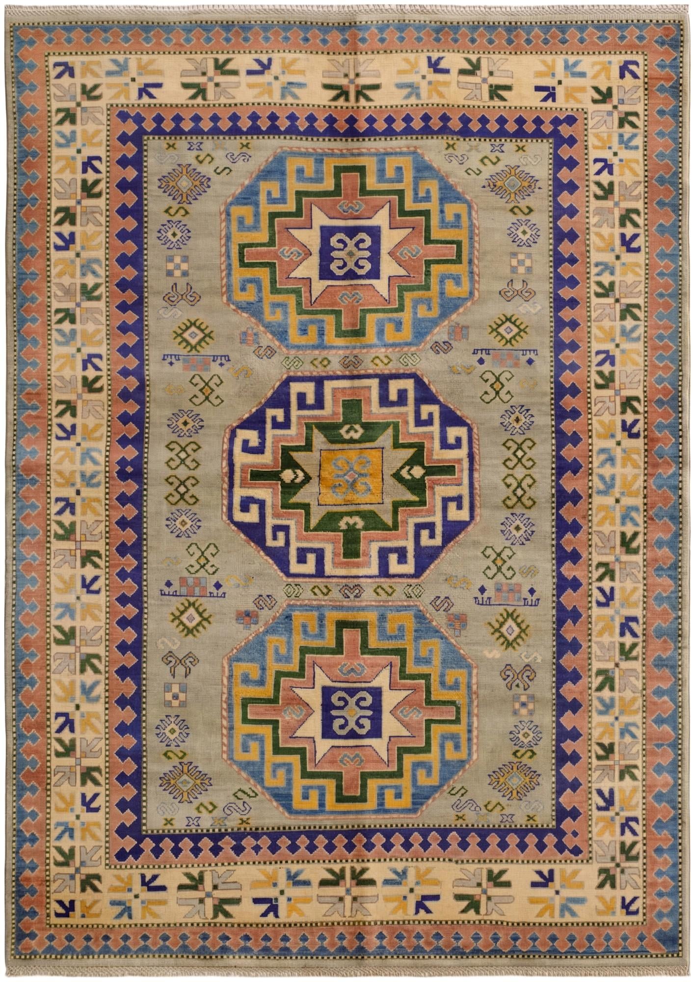 5' 9 x 8' 1 Hand Knotted Kazak Rug