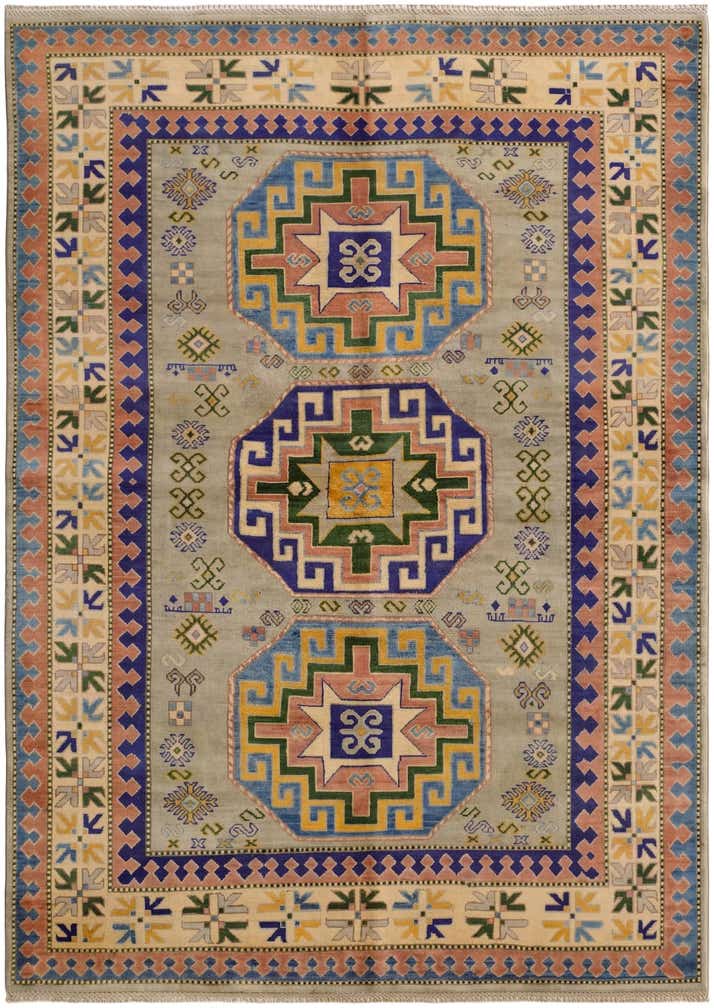 5' 9 x 8' 1 Hand Knotted Kazak Rug