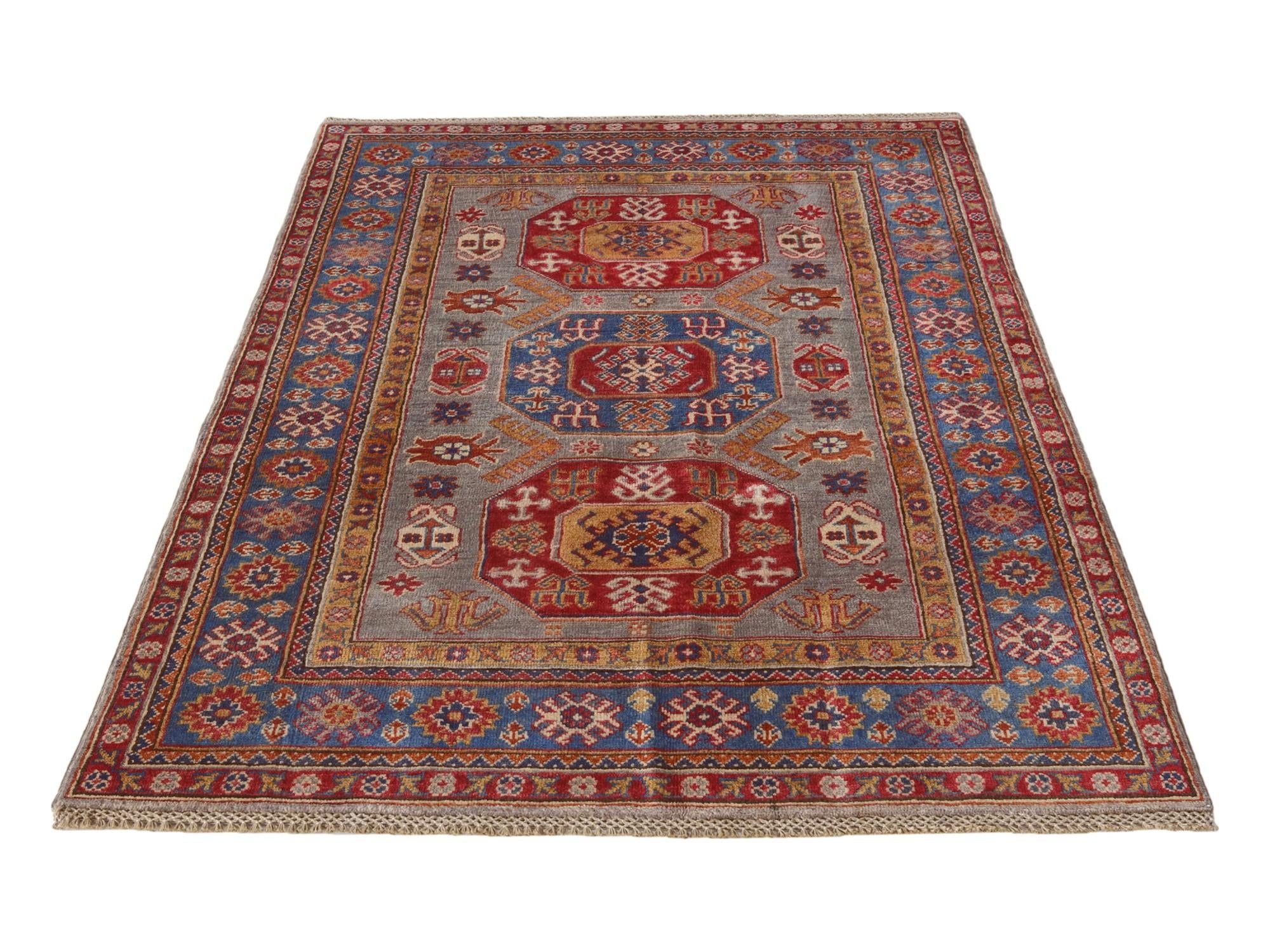 4' x 6' 2 Hand Knotted Kazak Rug
