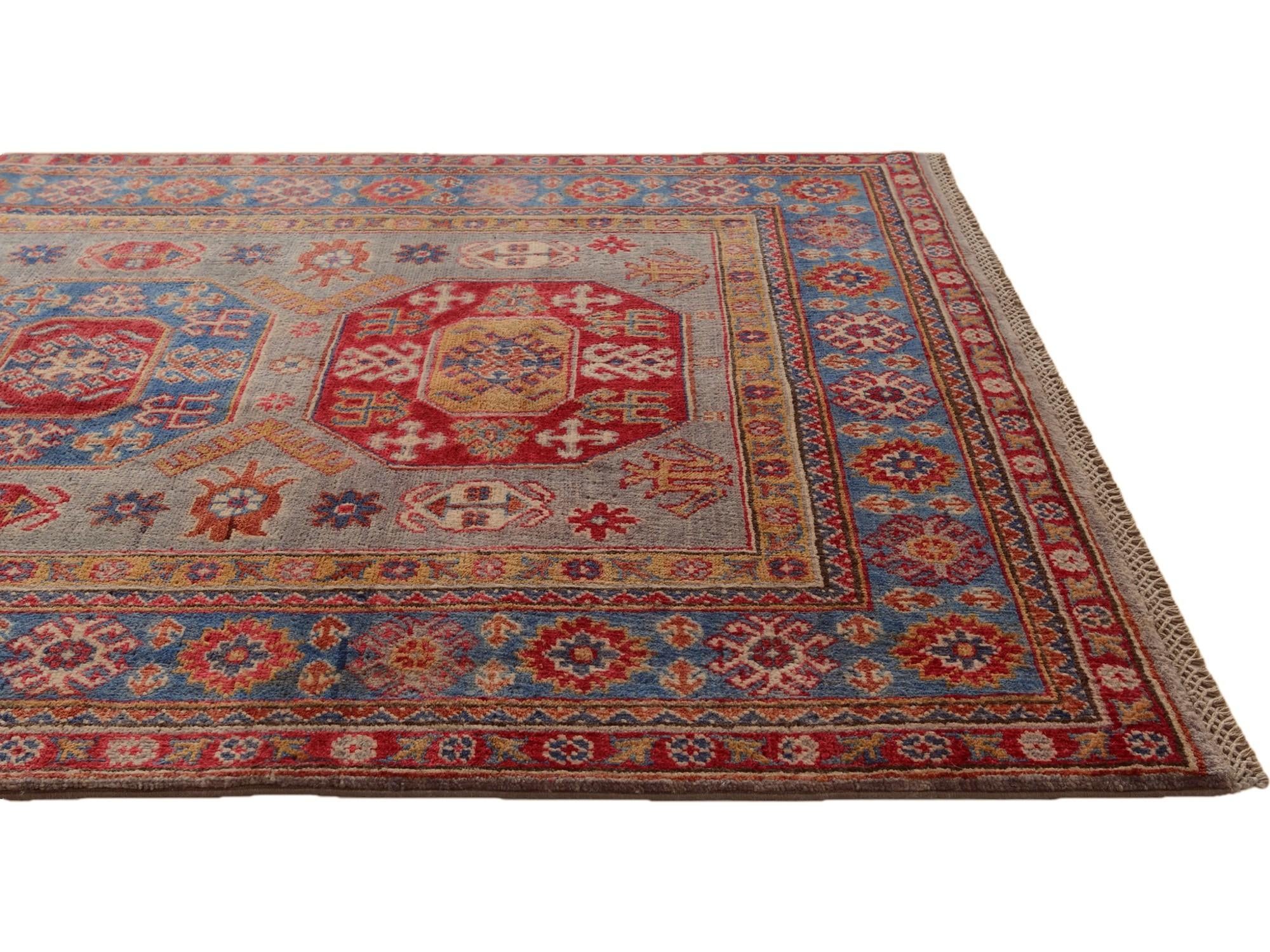 4' x 6' 2 Hand Knotted Kazak Rug