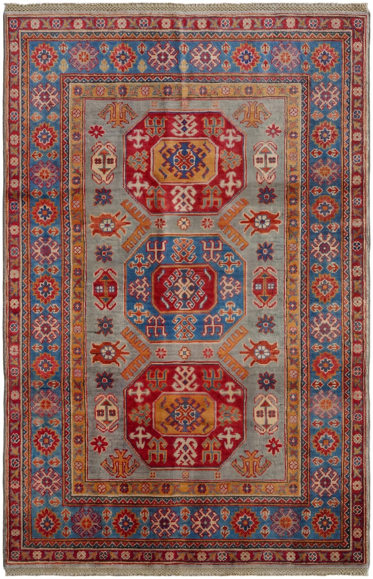 4' x 6' 2 Hand Knotted Kazak Rug