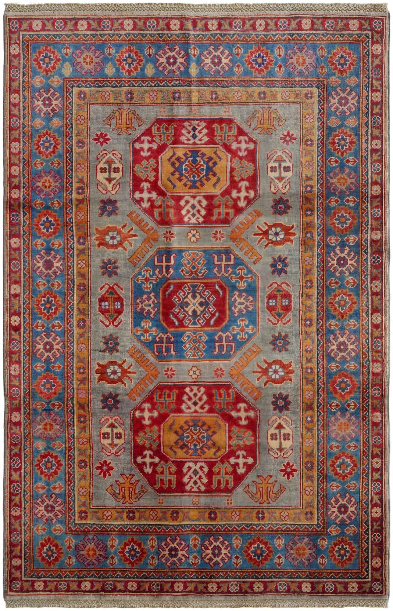 4' x 6' 2 Hand Knotted Kazak Rug