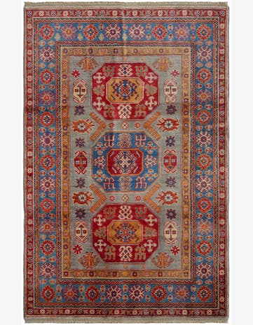 4' x 6' 2 Hand Knotted Kazak Rug