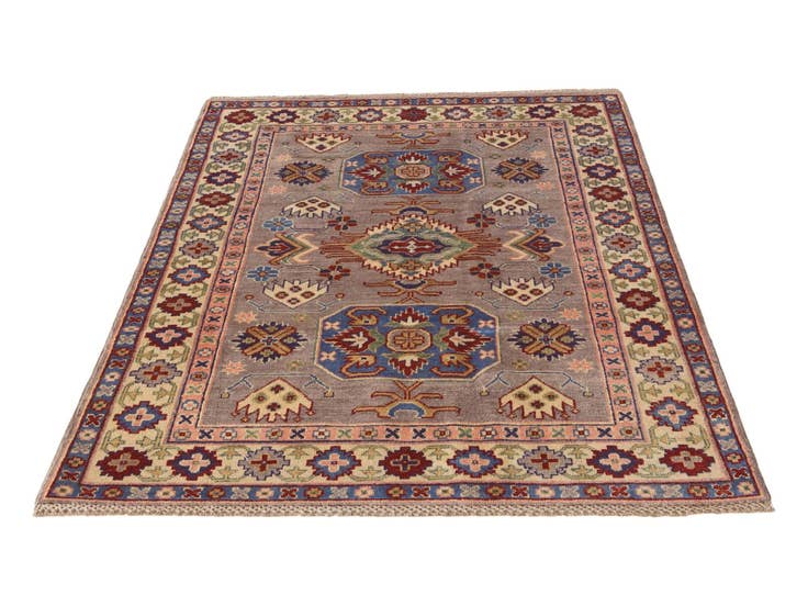 Detail image of 4' x 5' 10 Hand Knotted Kazak Rug