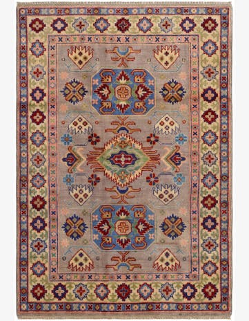4' x 5' 10 Hand Knotted Kazak Rug