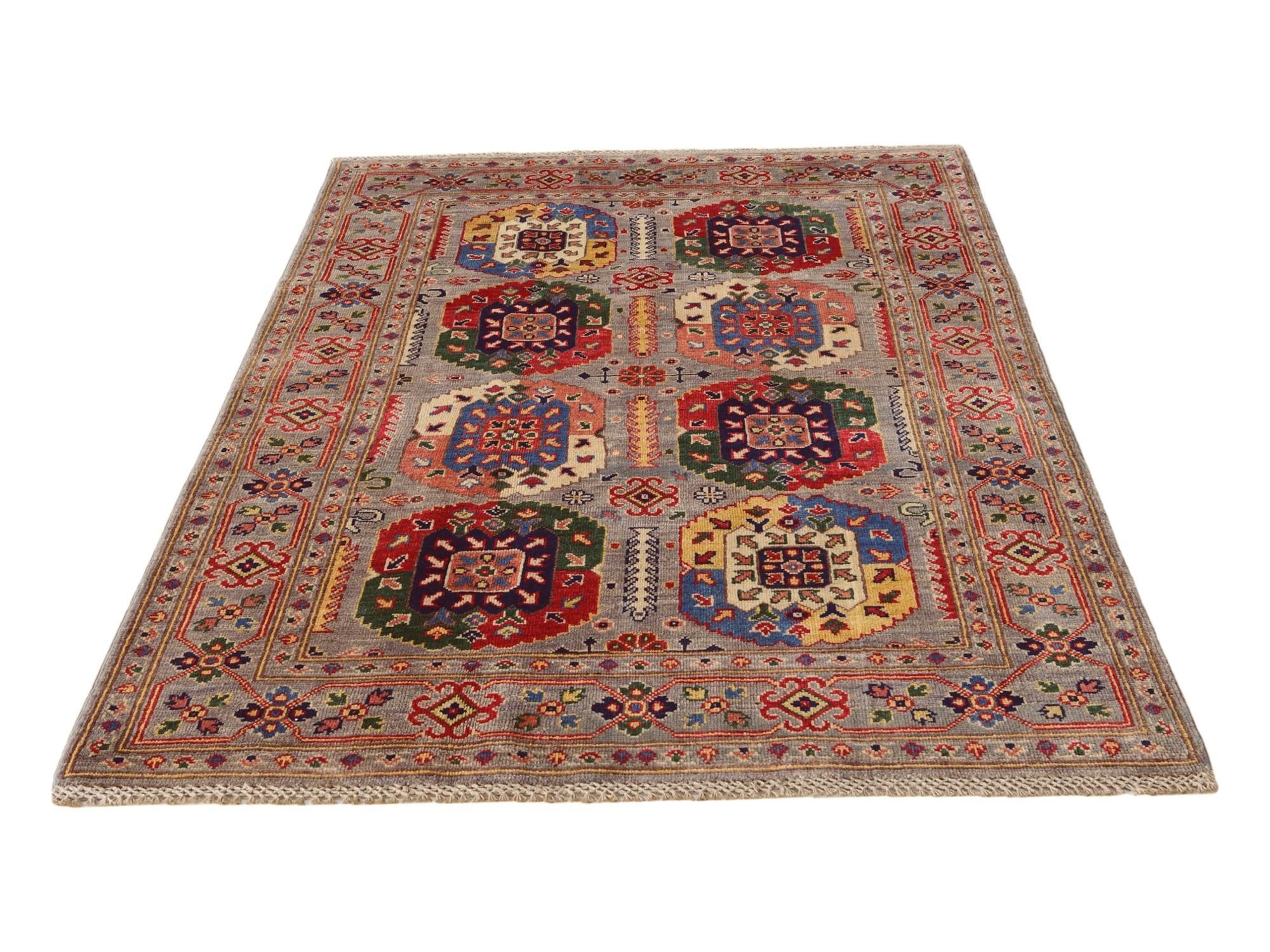 4' x 6' Hand Knotted Kazak Rug