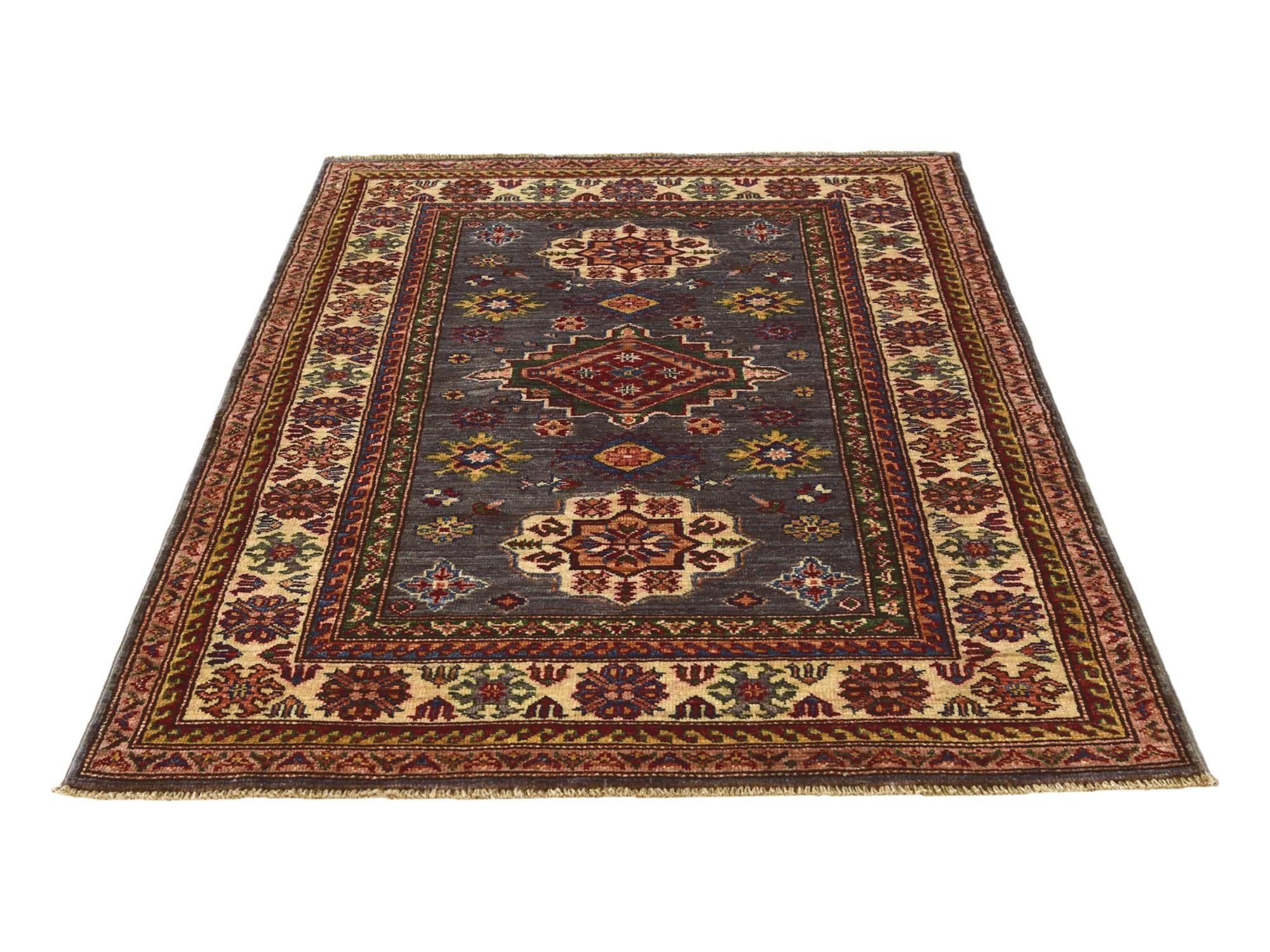 3' 5 x 4' 10 Hand Knotted Kazak Rug