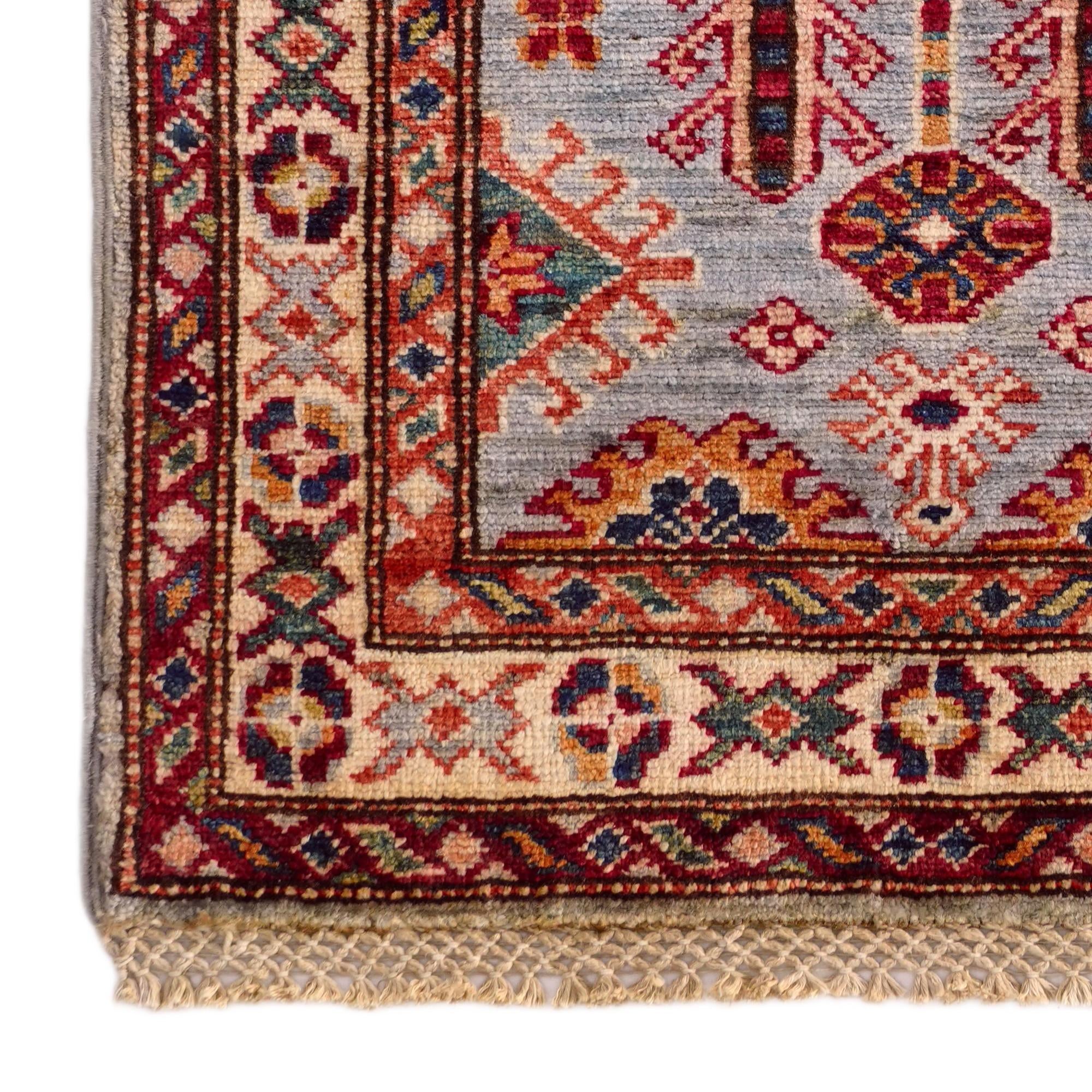 1' 11 x 3' Hand Knotted Kazak Rug