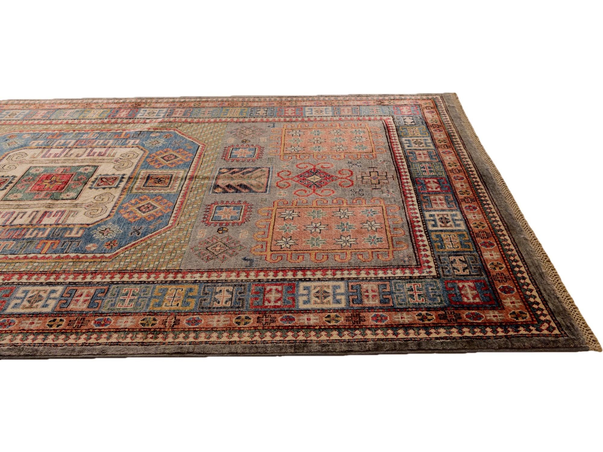 5' 7 x 8' 1 Hand Knotted Kazak Rug