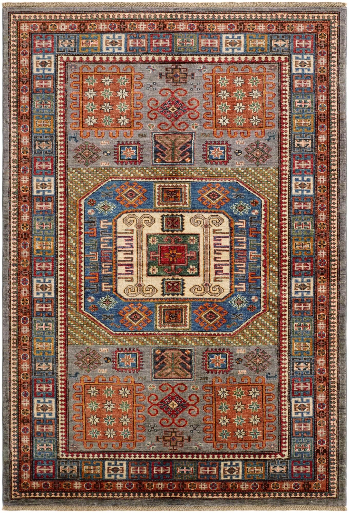 5' 7 x 8' 1 Hand Knotted Kazak Rug