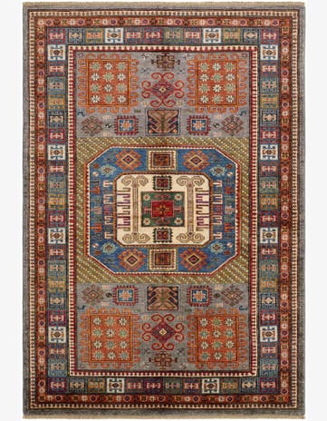5' 7 x 8' 1 Hand Knotted Kazak Rug