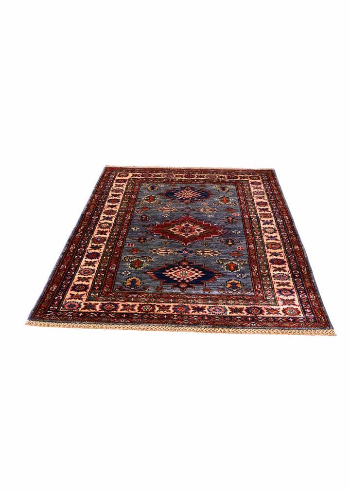 3' 4 x 4' 11 Hand Knotted Kazak Rug