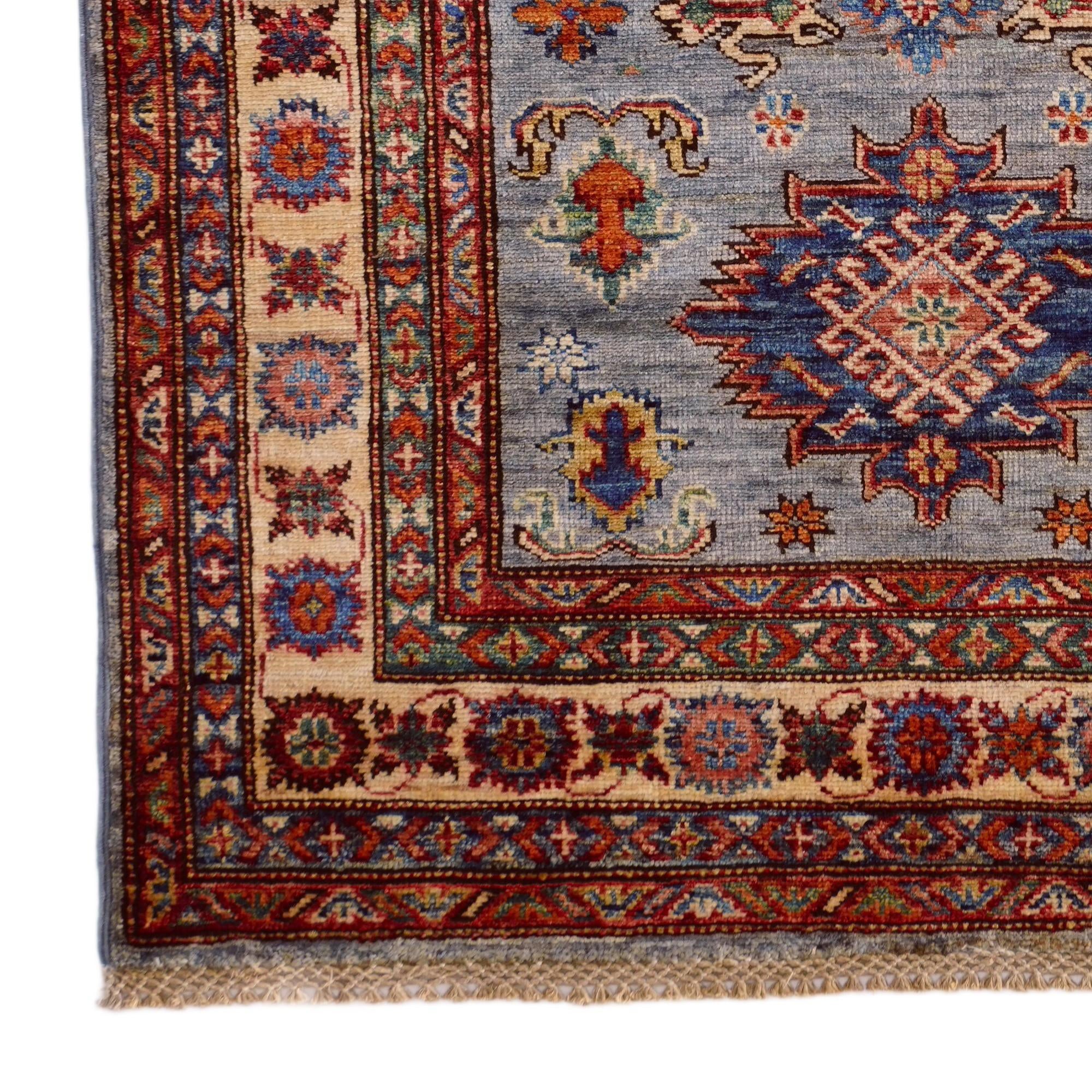 3' 4 x 4' 11 Hand Knotted Kazak Rug