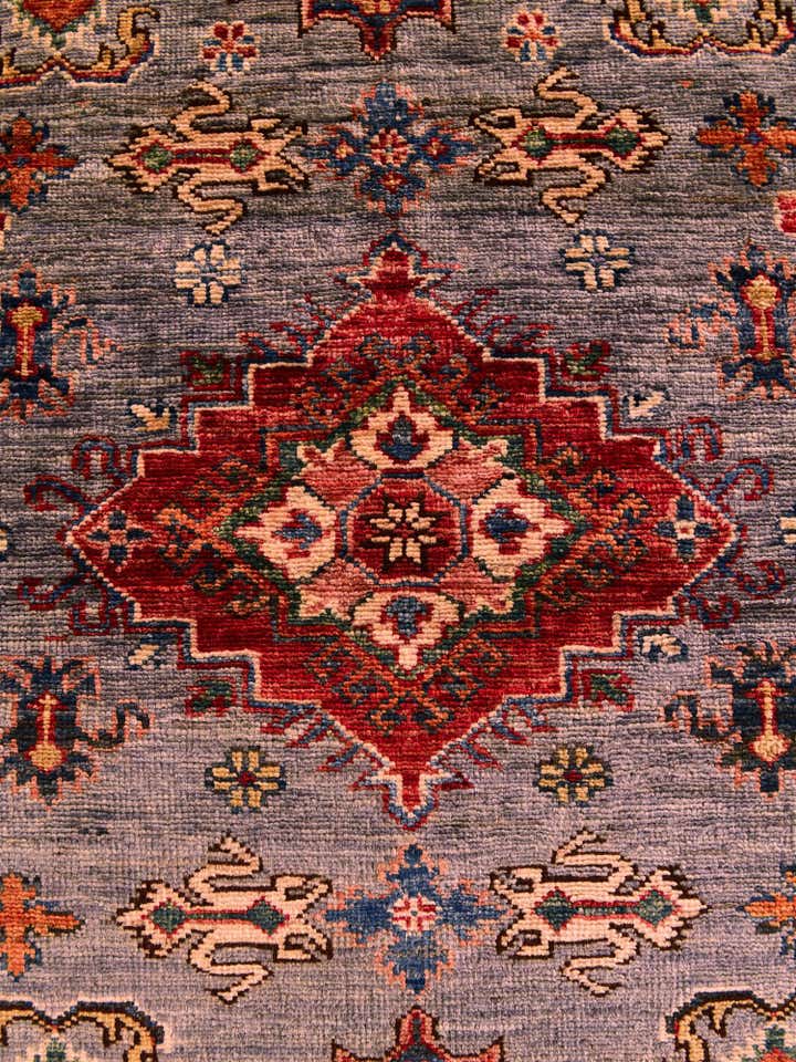 3' 4 x 4' 11 Hand Knotted Kazak Rug