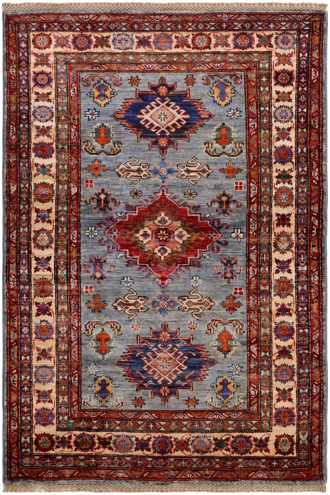 3' 4 x 4' 11 Hand Knotted Kazak Rug