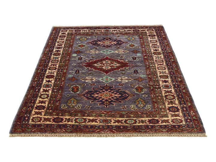 3' 4 x 4' 10 Hand Knotted Kazak Rug