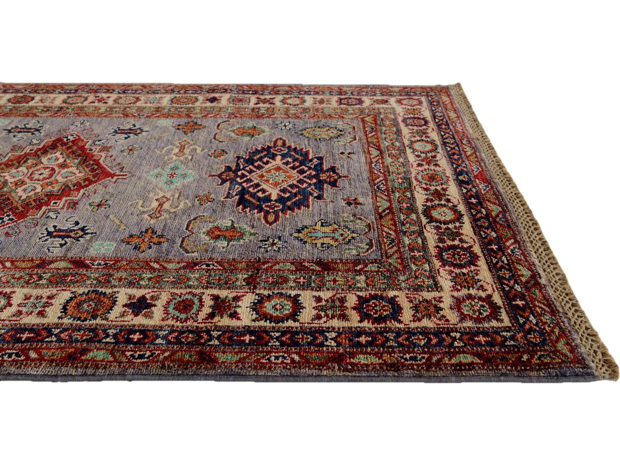 3' 4 x 4' 10 Hand Knotted Kazak Rug