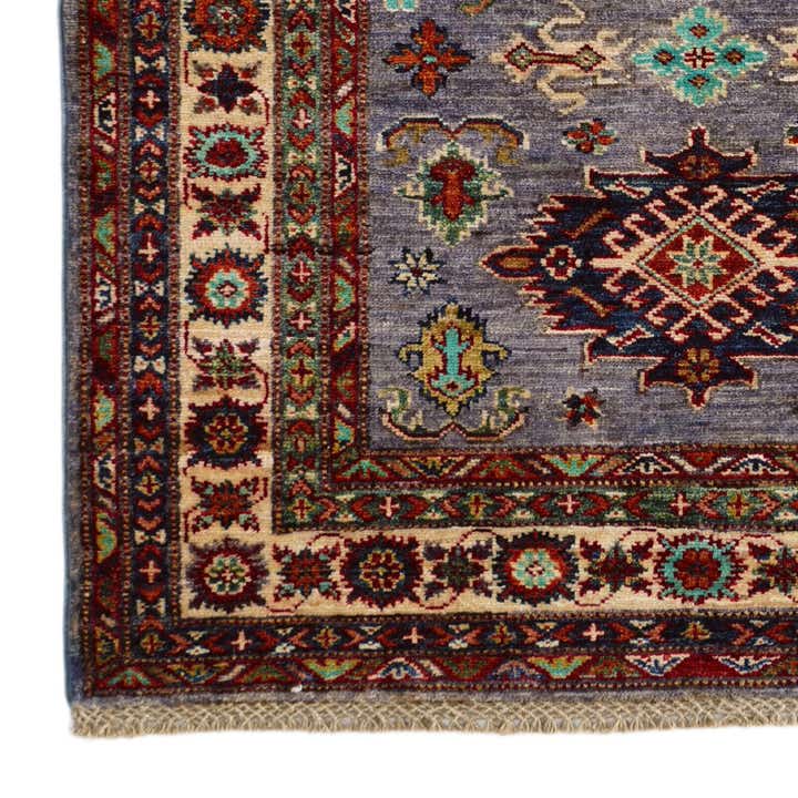3' 4 x 4' 10 Hand Knotted Kazak Rug