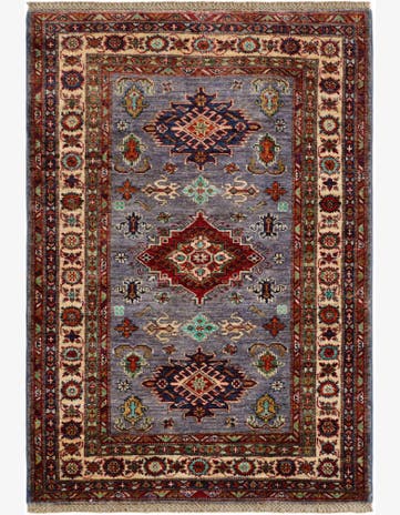 3' 4 x 4' 10 Hand Knotted Kazak Rug