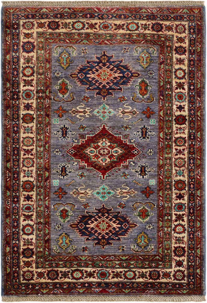 3' 4 x 4' 10 Hand Knotted Kazak Rug