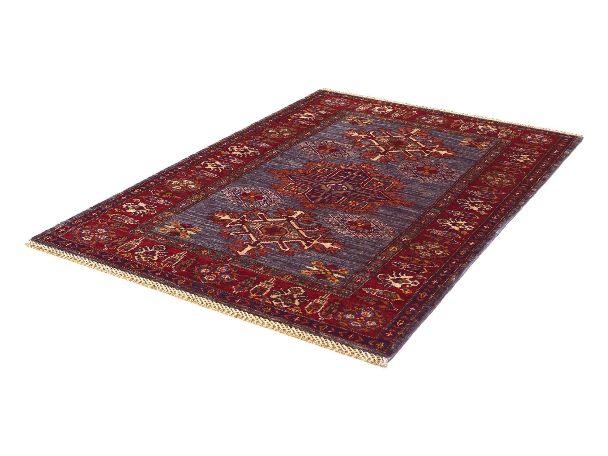 3' 4 x 4' 10 Hand Knotted Kazak Rug