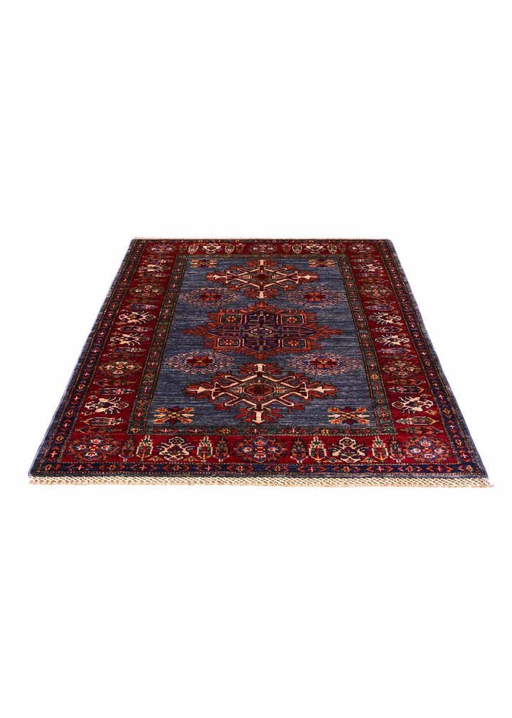 3' 4 x 4' 10 Hand Knotted Kazak Rug