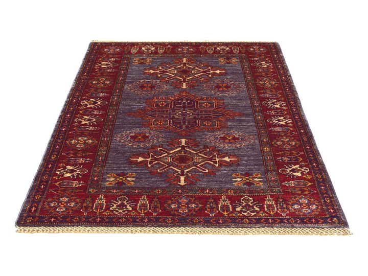 3' 4 x 4' 10 Hand Knotted Kazak Rug